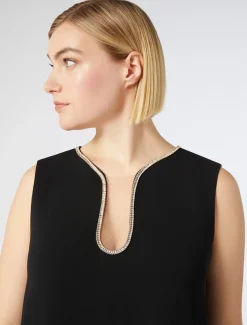 Marina Rinaldi Robe longue en cady avec strass NOIR New