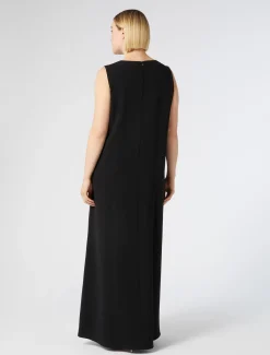 Marina Rinaldi Robe longue en cady avec strass NOIR New