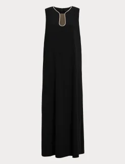 Marina Rinaldi Robe longue en cady avec strass NOIR New