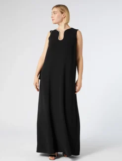 Marina Rinaldi Robe longue en cady avec strass NOIR New