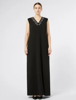 Marina Rinaldi Robe longue en cady triacétate NOIR Hot