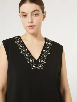 Marina Rinaldi Robe longue en cady triacétate NOIR Hot