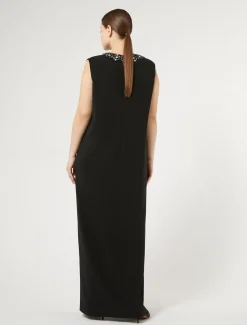 Marina Rinaldi Robe longue en cady triacétate NOIR Hot