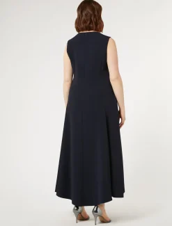 Marina Rinaldi Robe longue en cady triacétate BLEUNUIT New