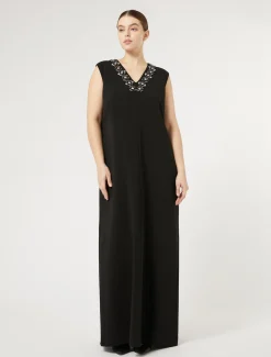 Marina Rinaldi Robe longue en cady triacétate NOIR Hot
