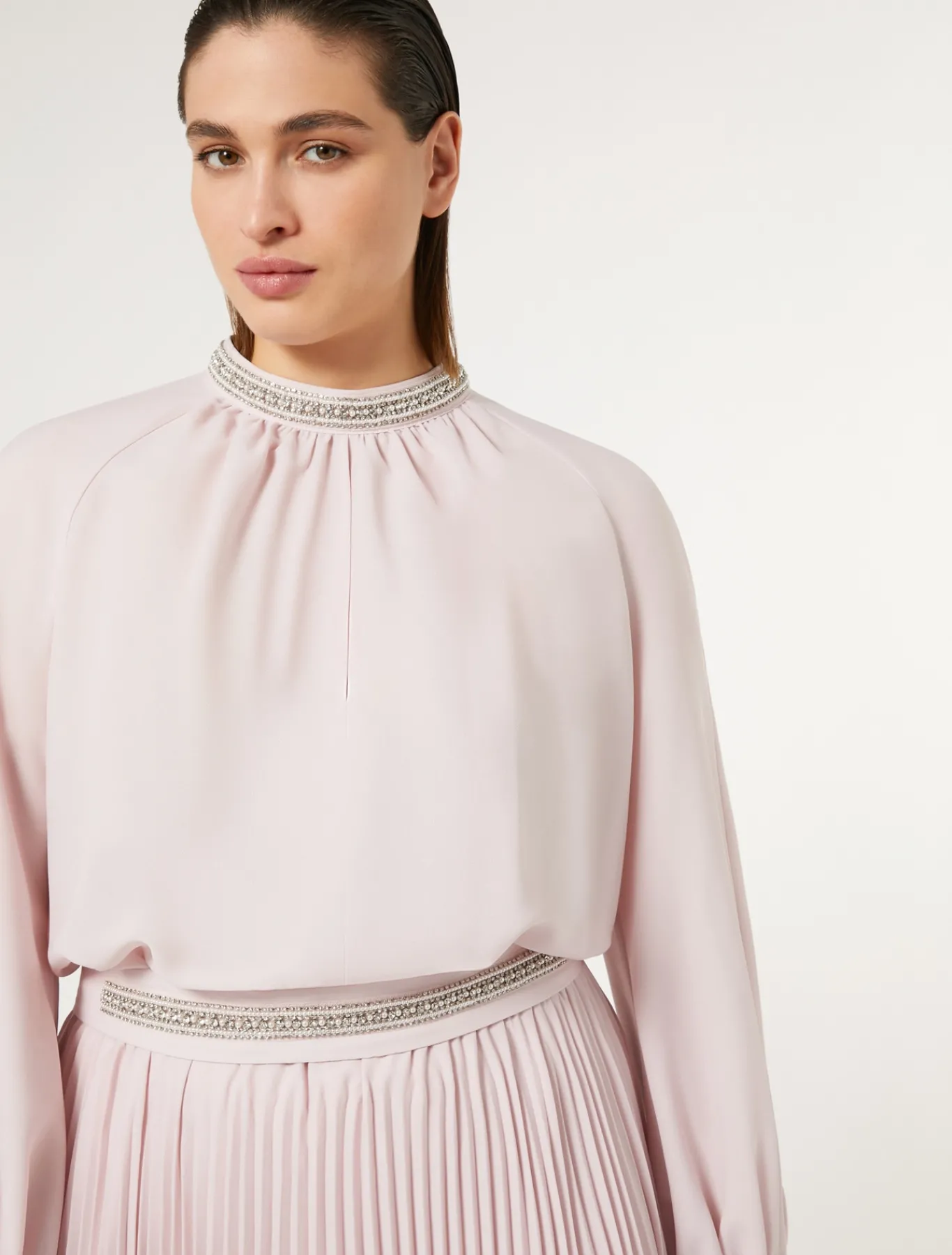 Marina Rinaldi Robe longue en crêpe avec broderies ROSE Clearance