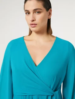 Marina Rinaldi Robe longue en crêpe de Chine TURQUOISE Best
