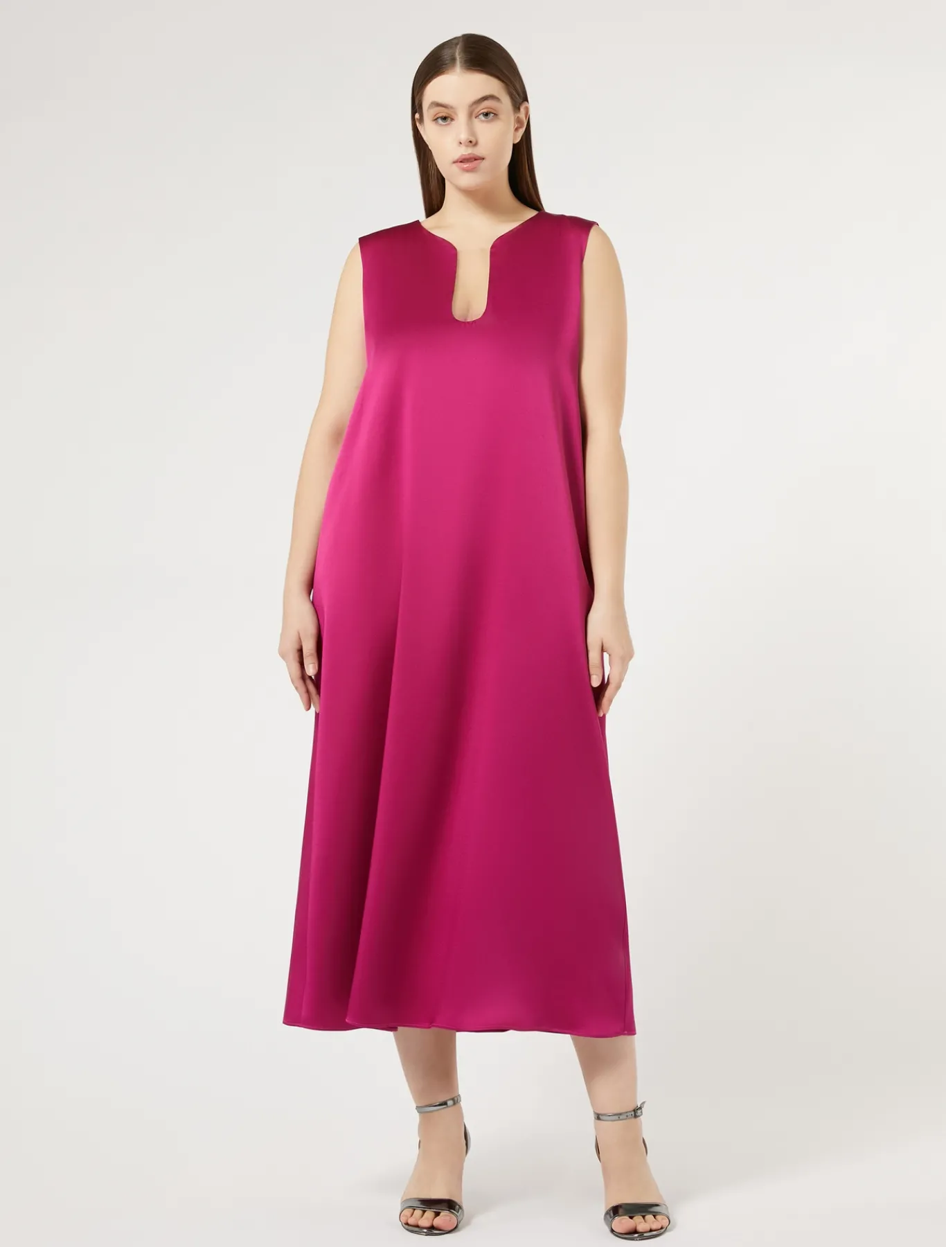 Marina Rinaldi Robe longue en crêpe envers satin FRAMBOISE Fashion