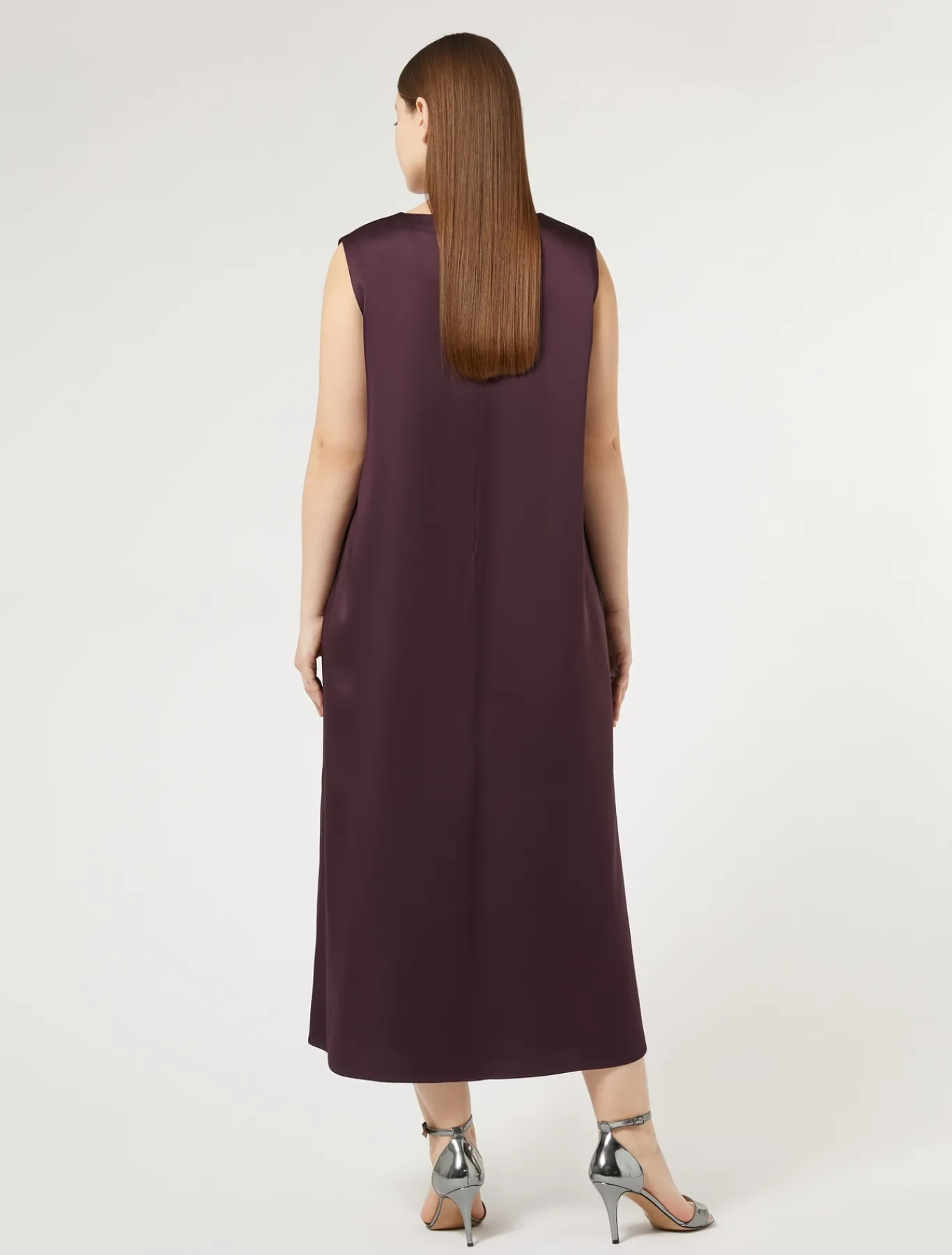 Marina Rinaldi Robe longue en crêpe envers satin BORDEAUX Best