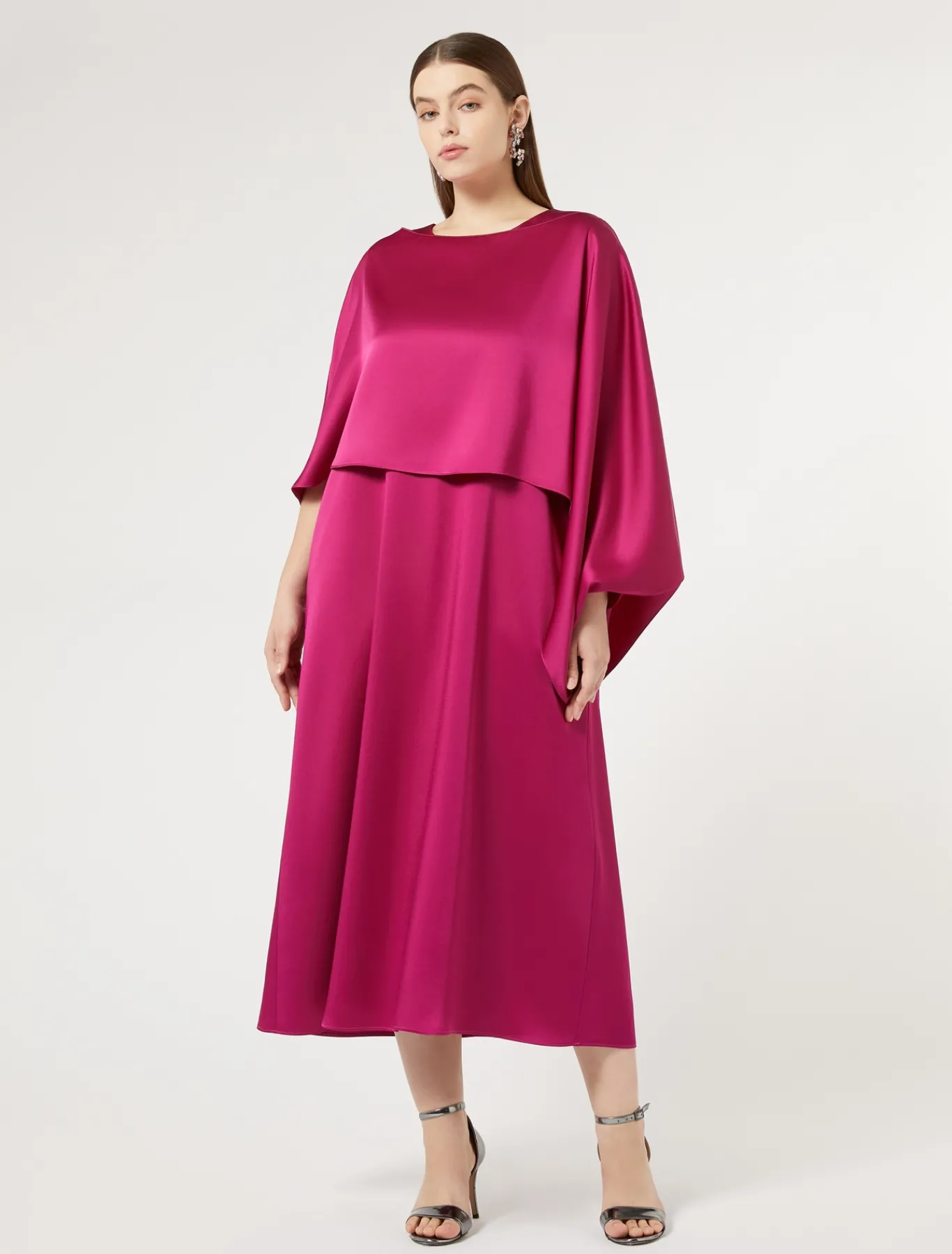 Marina Rinaldi Robe longue en crêpe envers satin FRAMBOISE Fashion