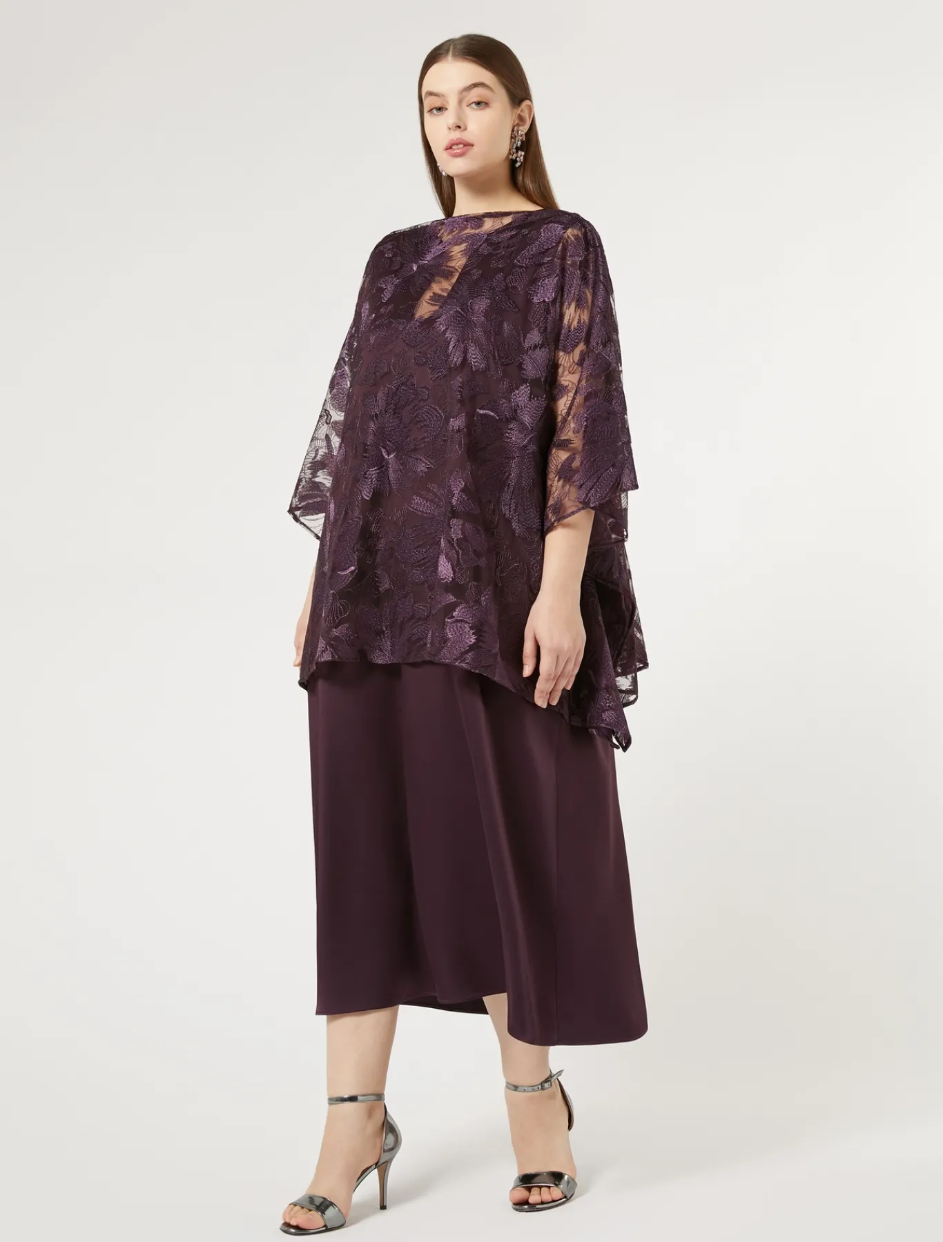 Marina Rinaldi Robe longue en crêpe envers satin BORDEAUX Best