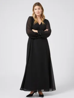 Marina Rinaldi Robe longue en crêpe georgette NOIR Clearance