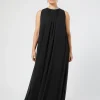 Marina Rinaldi Robe longue en crêpe georgette NOIR New