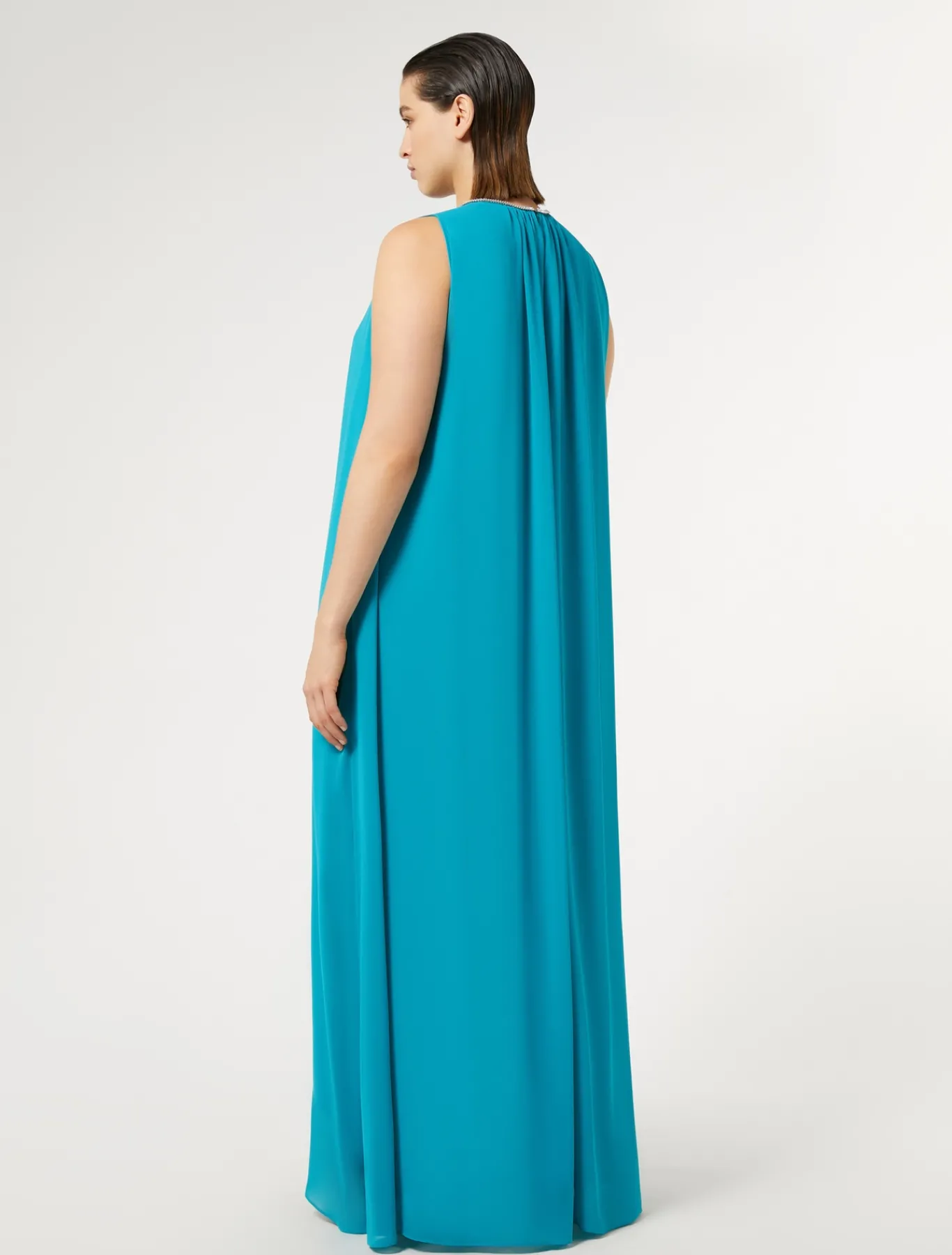 Marina Rinaldi Robe longue en crêpe georgette TURQUOISE Discount