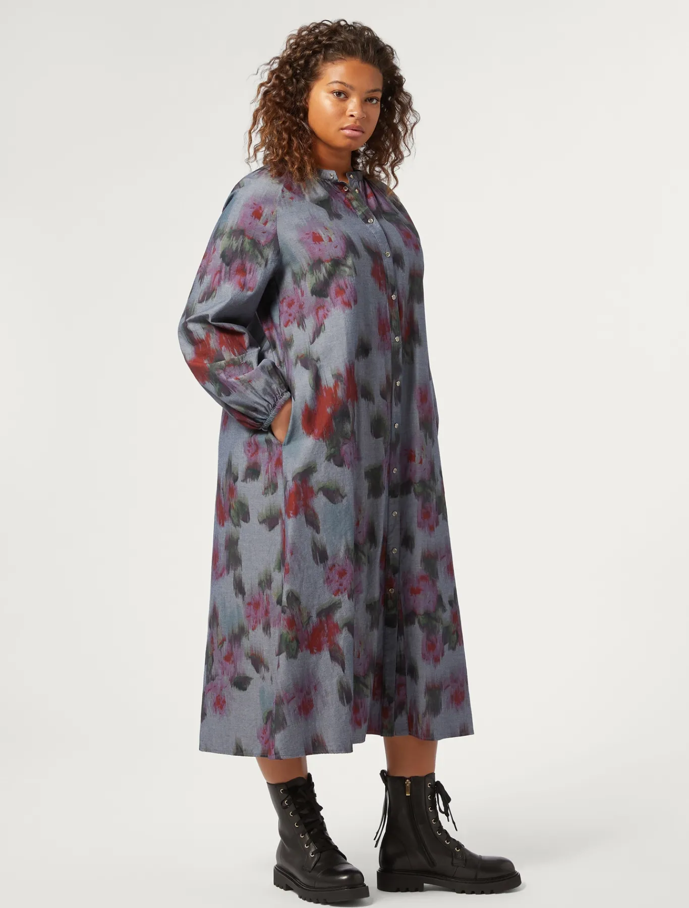 Marina Rinaldi Robe longue en denim chambray BLEU Outlet