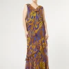 Marina Rinaldi Robe longue en gegette imprimée OR Sale