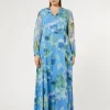 Marina Rinaldi Robe longue en georgette de soie AZURE Online