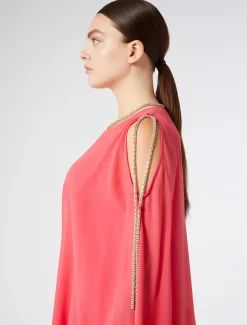 Marina Rinaldi Robe longue en georgette de soie ROSE Best