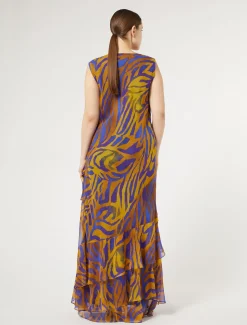 Marina Rinaldi Robe longue en gegette imprimée OR Sale