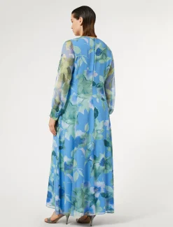 Marina Rinaldi Robe longue en georgette de soie AZURE Online
