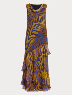 Marina Rinaldi Robe longue en gegette imprimée OR Sale