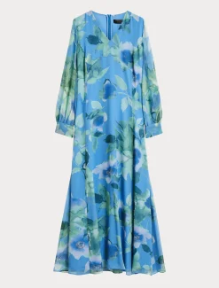 Marina Rinaldi Robe longue en georgette de soie AZURE Online