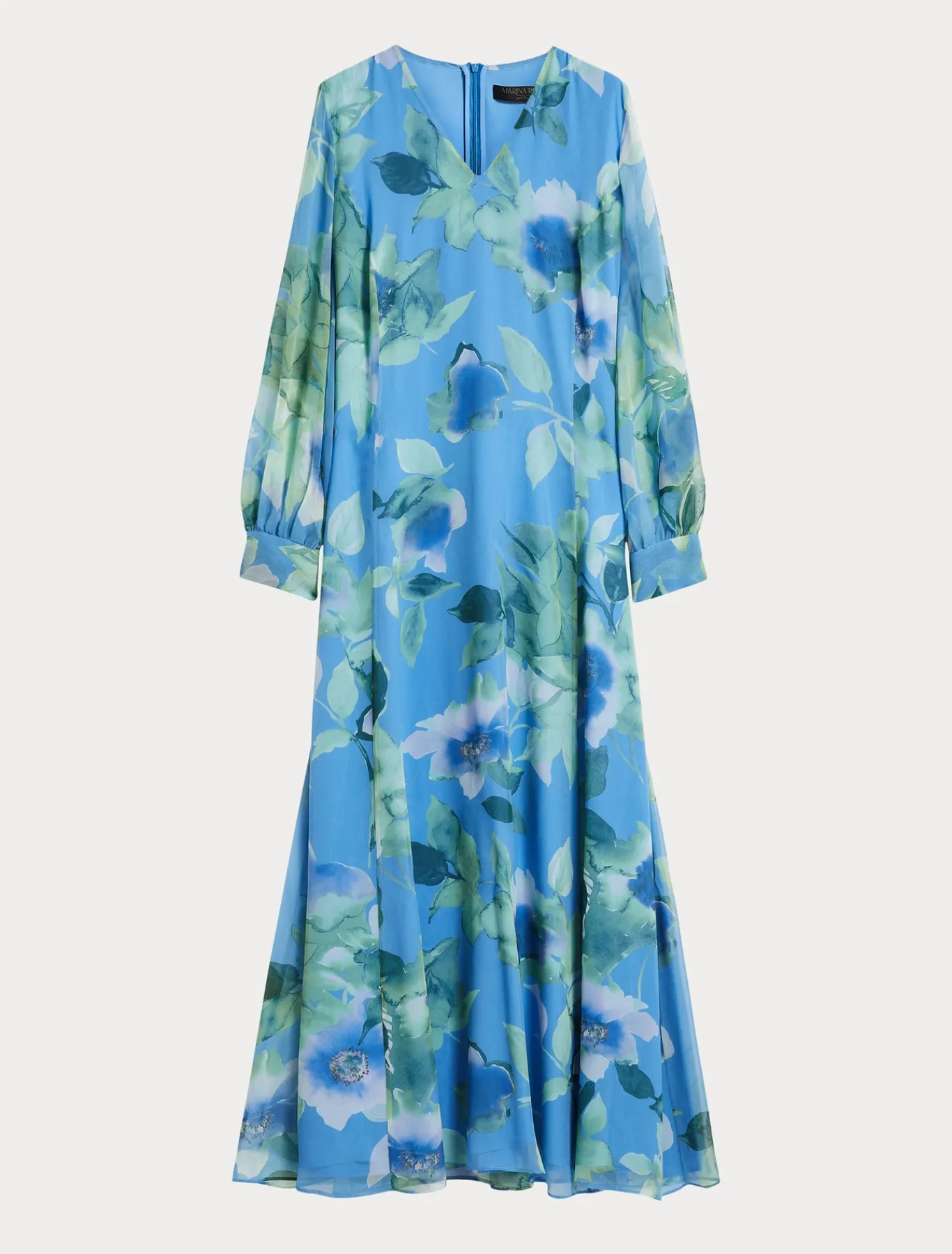 Marina Rinaldi Robe longue en georgette de soie AZURE Online