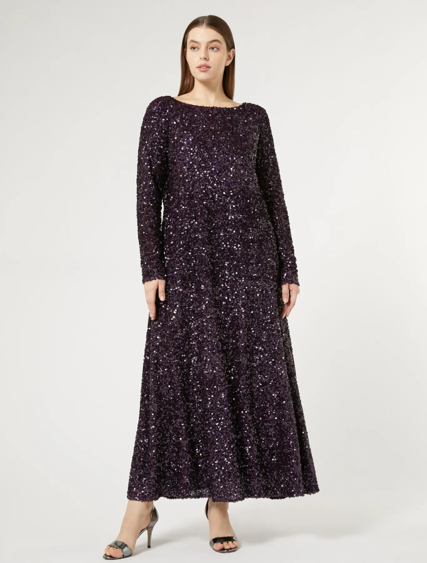 Marina Rinaldi Robe longue en paillettes BORDEAUX Fashion