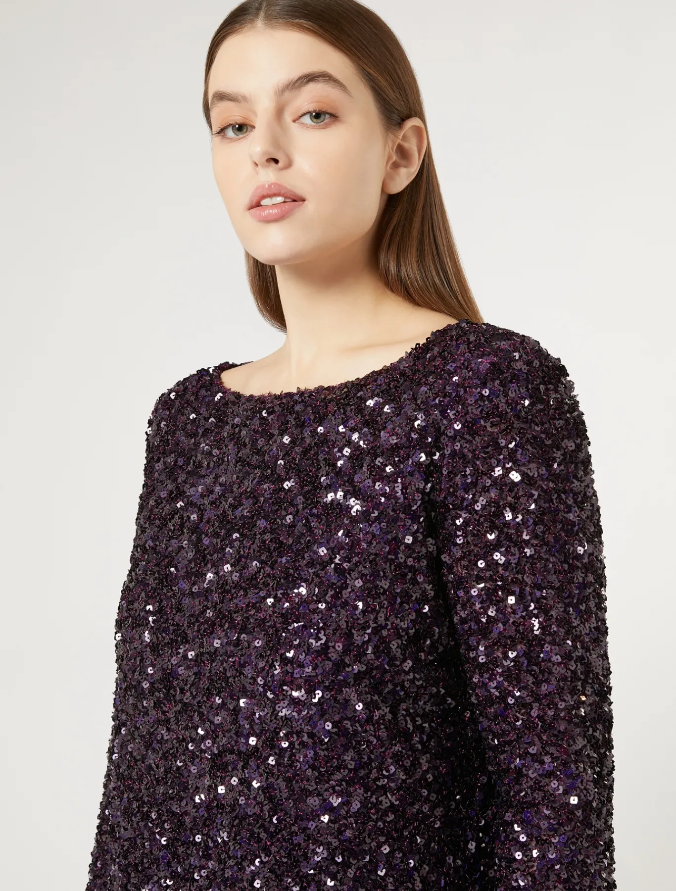 Marina Rinaldi Robe longue en paillettes BORDEAUX Fashion
