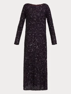 Marina Rinaldi Robe longue en paillettes BORDEAUX Fashion