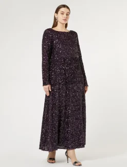 Marina Rinaldi Robe longue en paillettes BORDEAUX Fashion