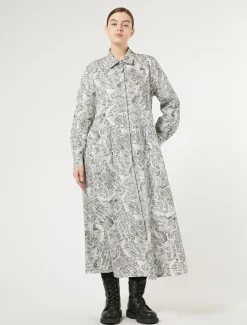 Marina Rinaldi Robe longue en popeline imprimée BLANCNEUTRE Online