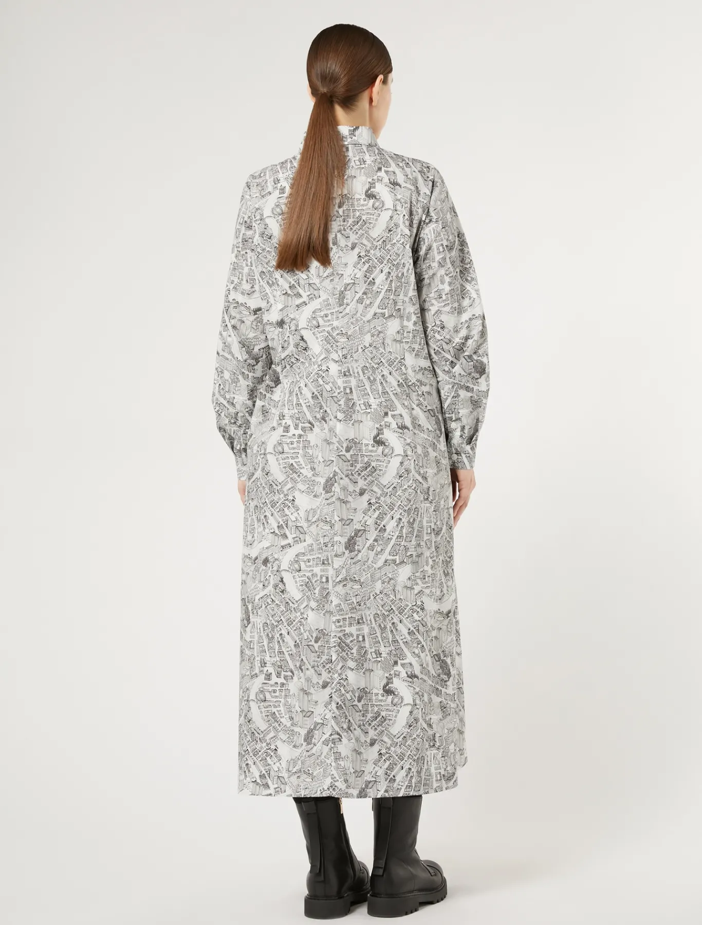 Marina Rinaldi Robe longue en popeline imprimée BLANCNEUTRE Online