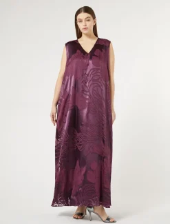 Marina Rinaldi Robe longue en satin BORDEAUX Outlet