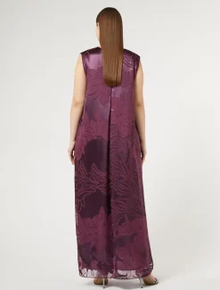 Marina Rinaldi Robe longue en satin BORDEAUX Outlet