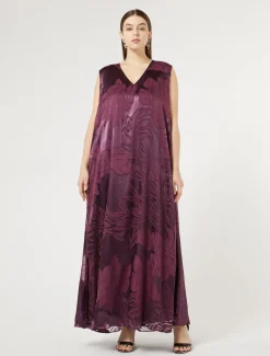 Marina Rinaldi Robe longue en satin BORDEAUX Outlet