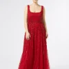 Marina Rinaldi Robe longue en tulle avec broderie ROUGE Best