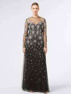 Marina Rinaldi Robe longue en tulle avec broderie NOIR Best