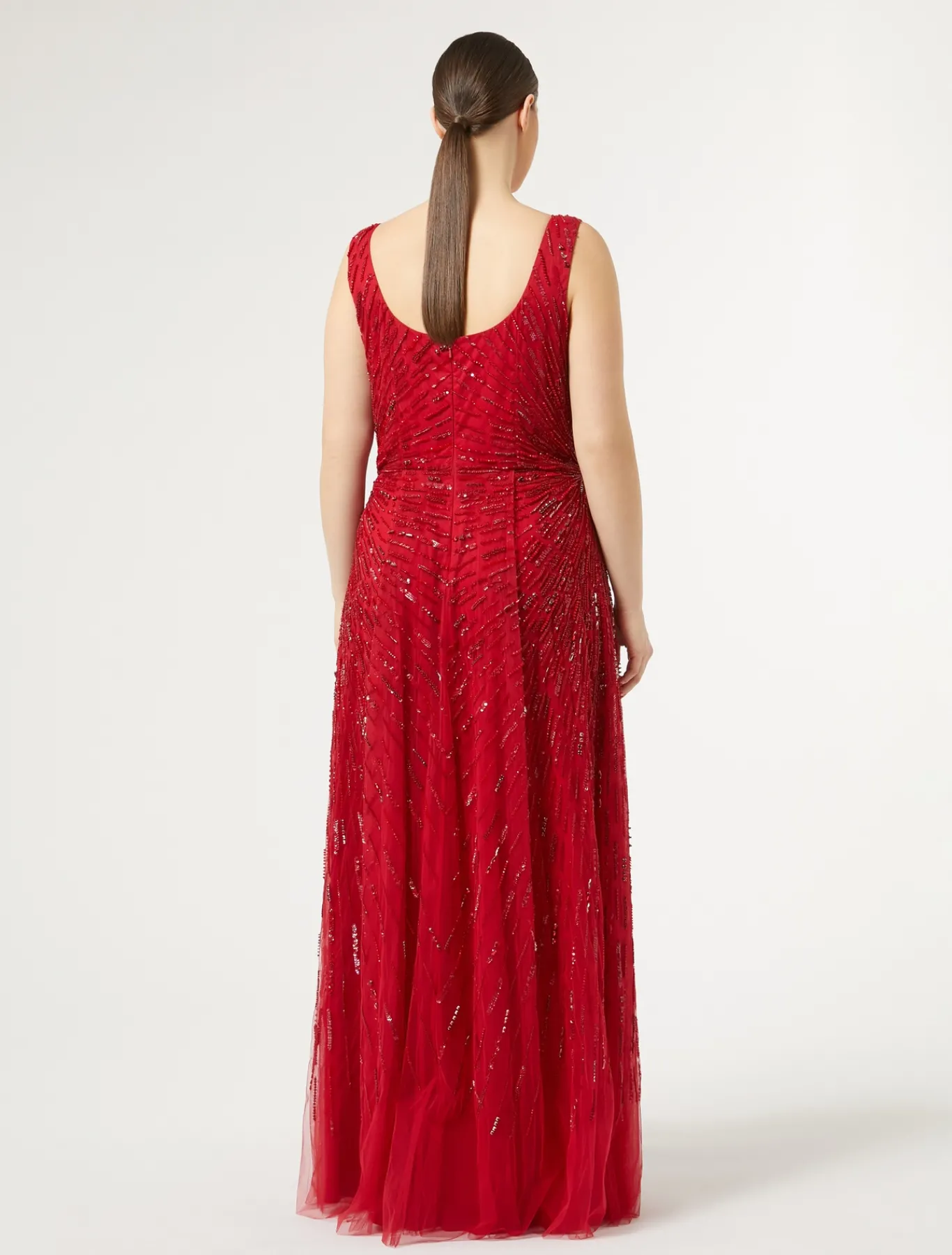 Marina Rinaldi Robe longue en tulle avec broderie ROUGE Best