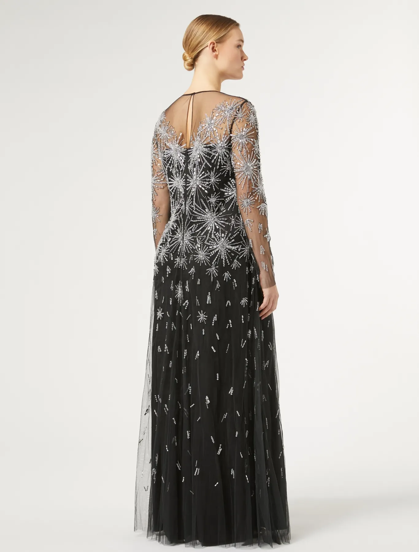 Marina Rinaldi Robe longue en tulle avec broderie NOIR Best