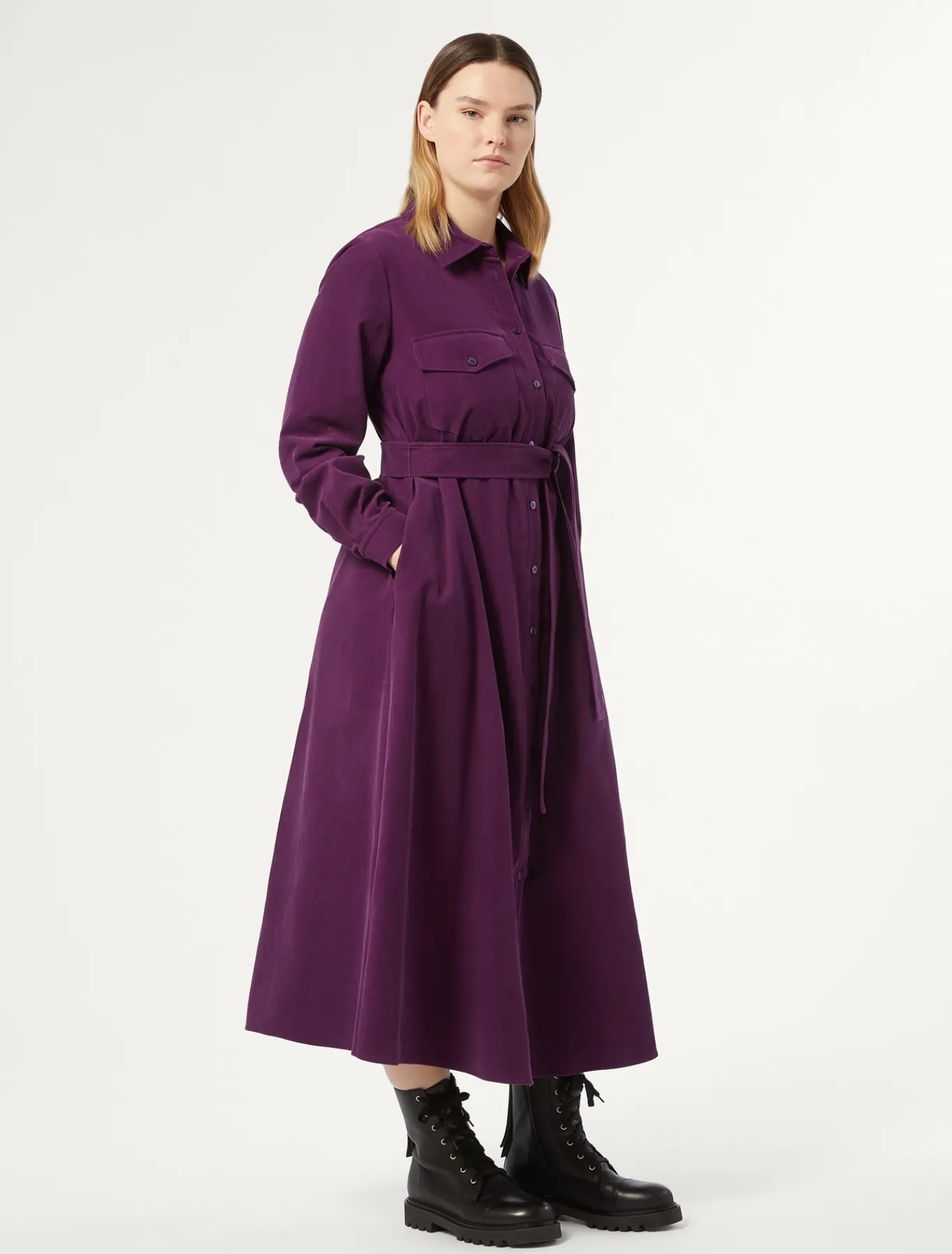 Marina Rinaldi Robe longue en velours PRUNE Online