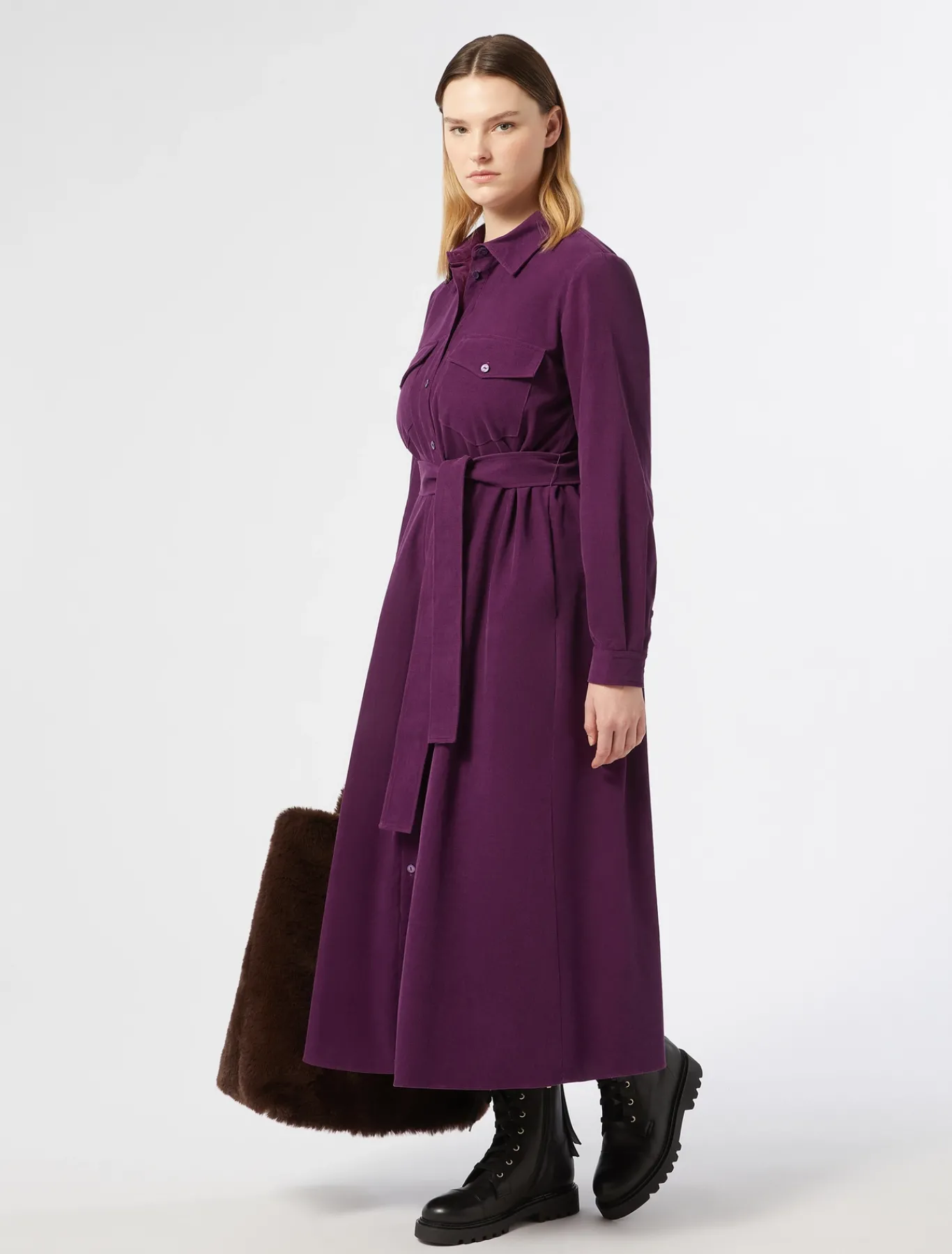 Marina Rinaldi Robe longue en velours PRUNE Online