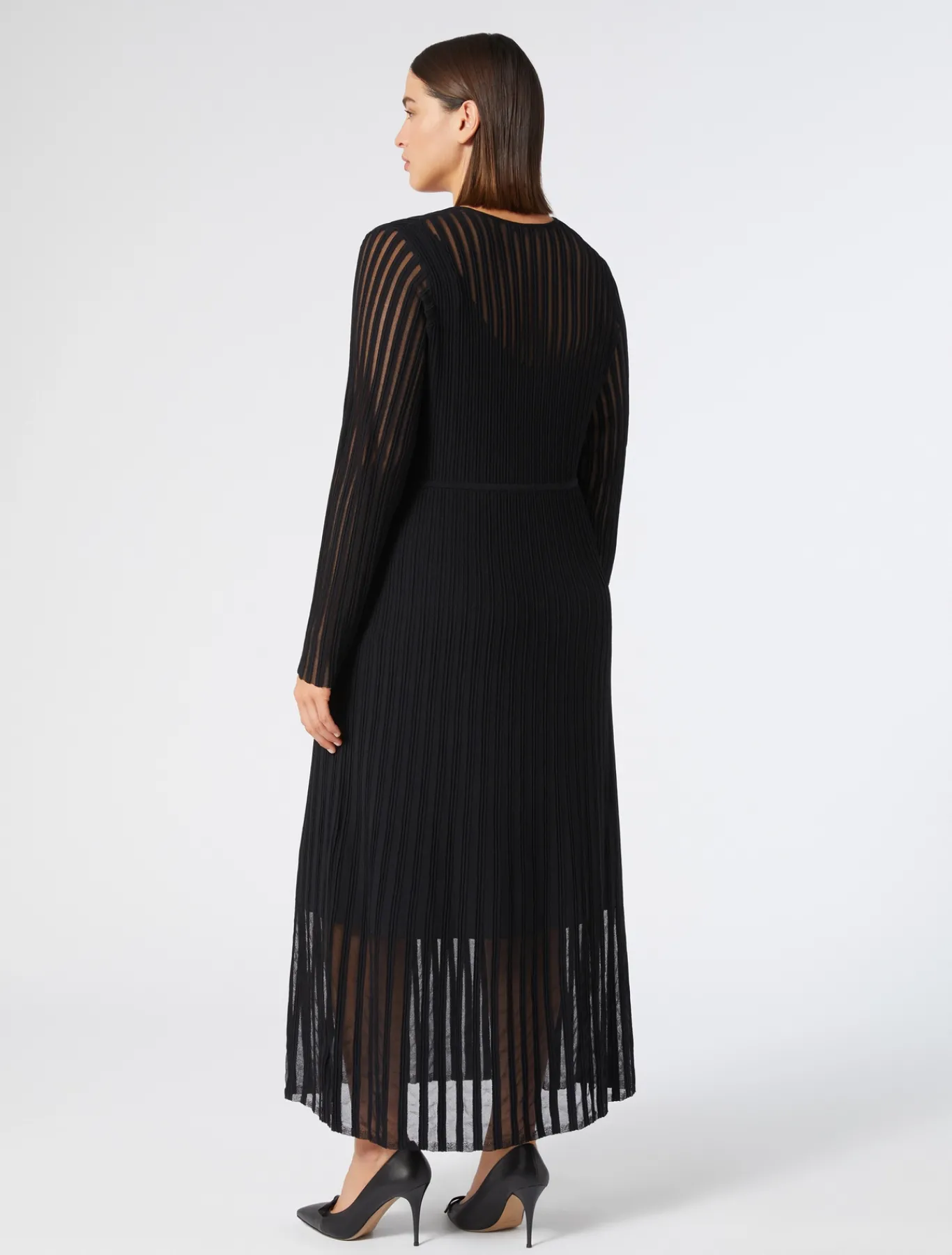 Marina Rinaldi Robe longue en viscose côtelée NOIR New