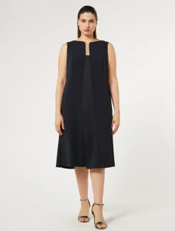 Marina Rinaldi Robe mi-longue en crêpe triacétate BLEUNUIT Discount