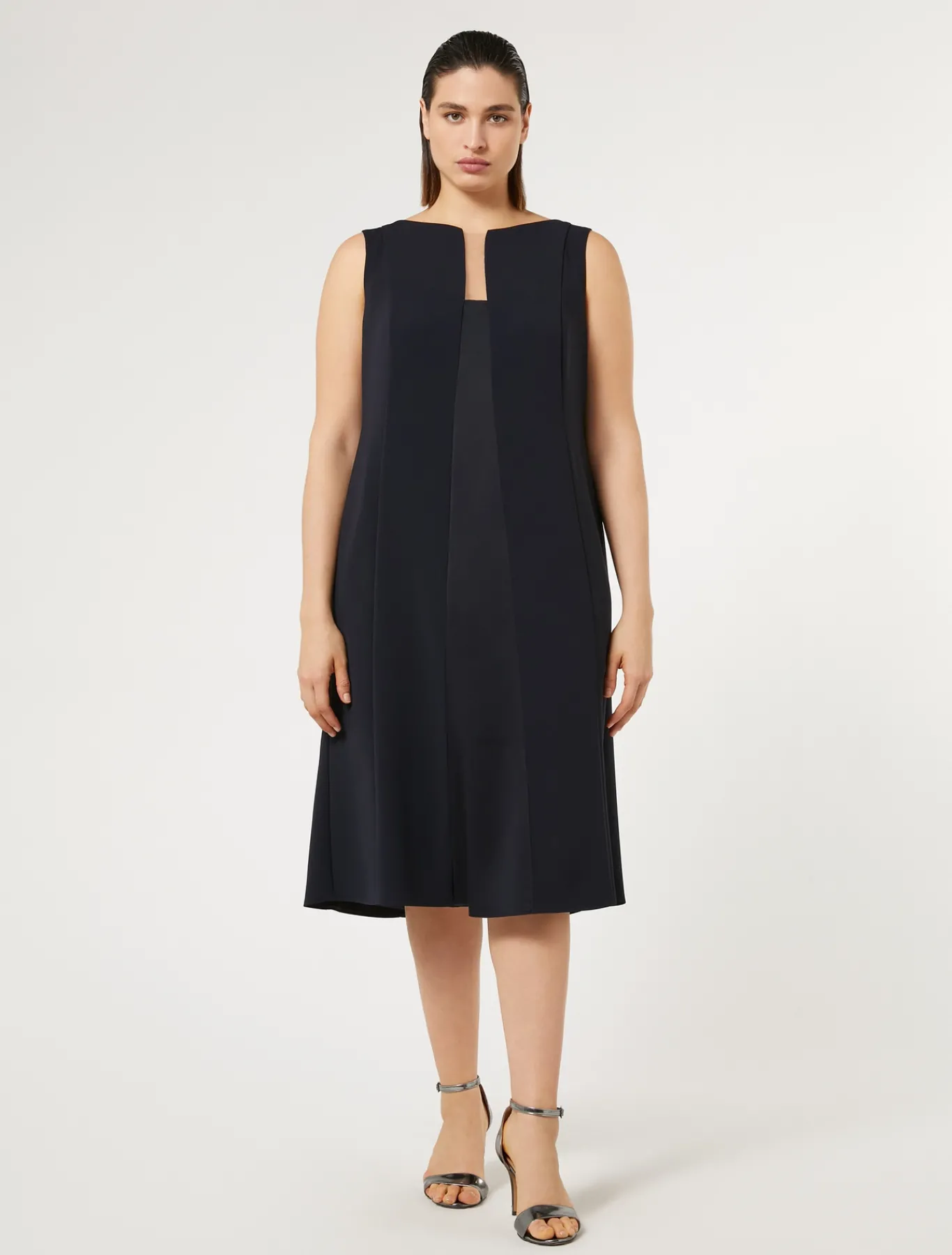 Marina Rinaldi Robe mi-longue en crêpe triacétate BLEUNUIT Discount