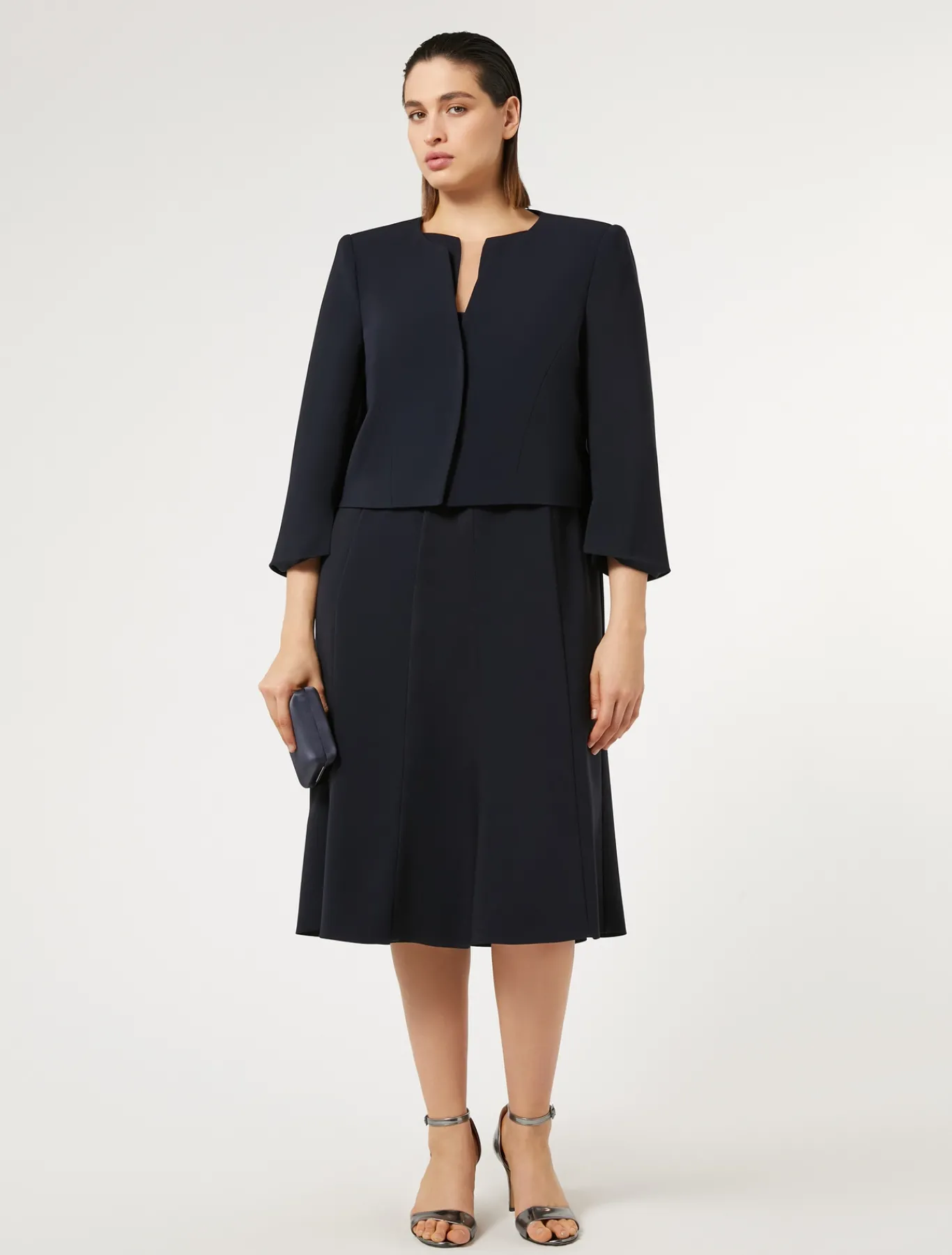 Marina Rinaldi Robe mi-longue en crêpe triacétate BLEUNUIT Discount