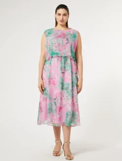 Marina Rinaldi Robe mi-longue en georgette ROSE Hot