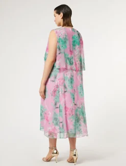 Marina Rinaldi Robe mi-longue en georgette ROSE Hot
