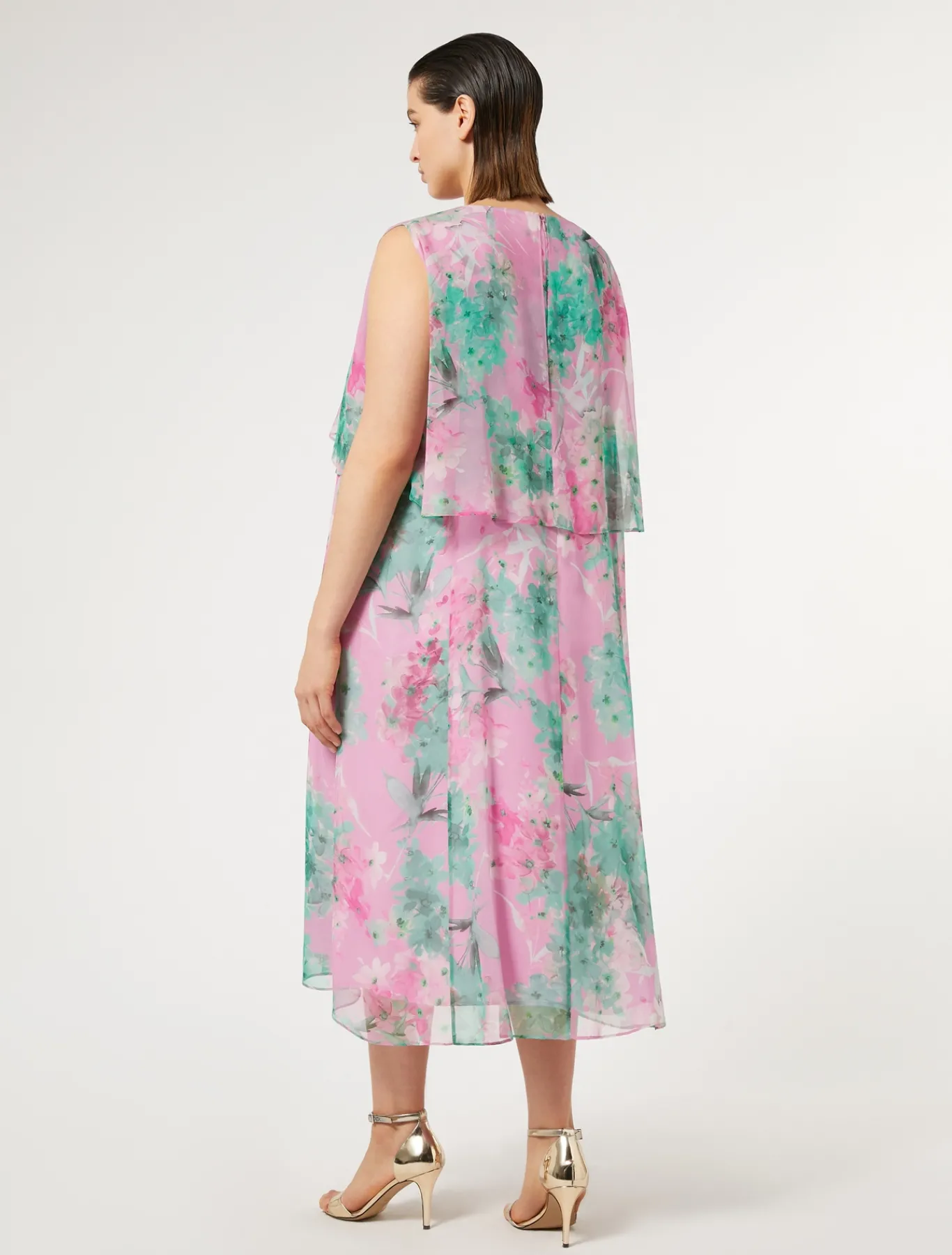 Marina Rinaldi Robe mi-longue en georgette ROSE Hot