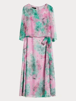 Marina Rinaldi Robe mi-longue en georgette ROSE Hot